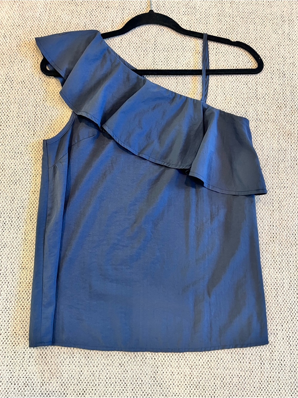 miami Navy One-Shoulder Ruffle Top